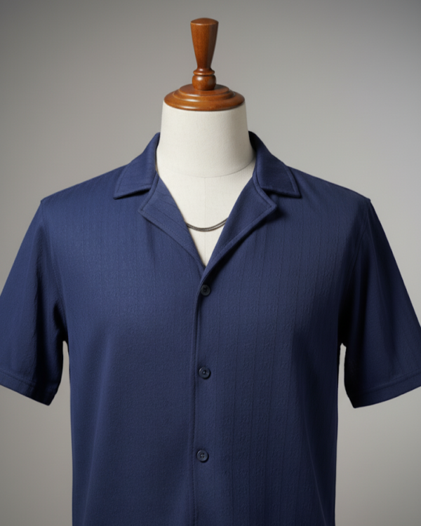 Camp collar button down shirt Navy